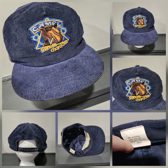 VTG 90s Joe Camel Navy Corduroy Cigarettes Promo Snapback Hat Cap OSFA 1990s